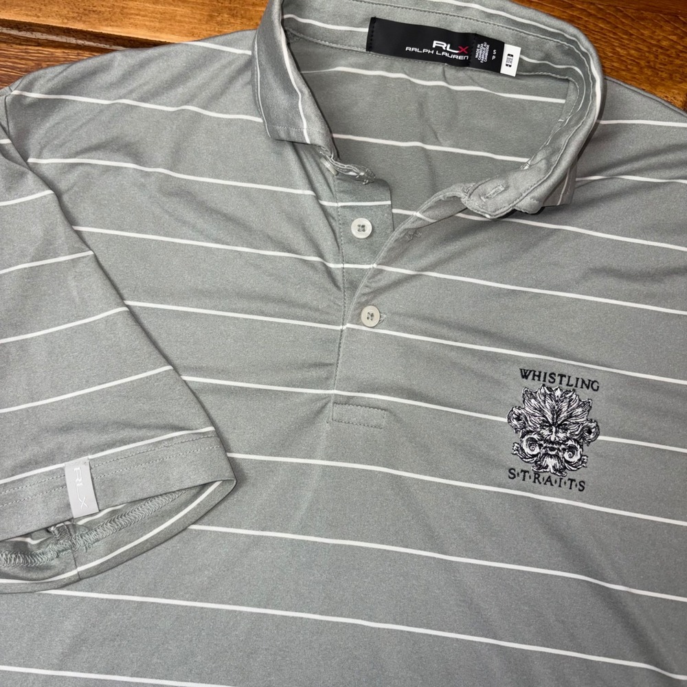 RLX Ralph Lauren Polo Shirt Men Small Gray Whistling Straits Striped Golf SS
